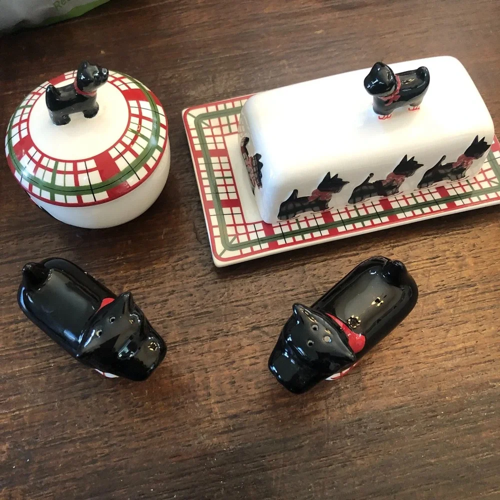 Global Design Connections Schnauzer Salt/Pepper Shakers Butter/Sugar Container
